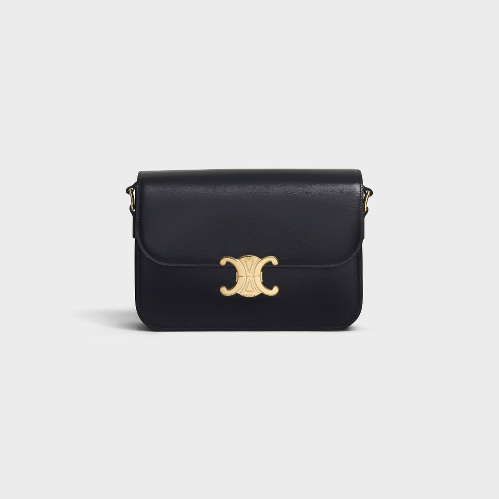 BNIB CELINE CLASSIQUE TRIOMPHE BAG IN CALFSKIN LEATHER BLACK MSRP $4,150